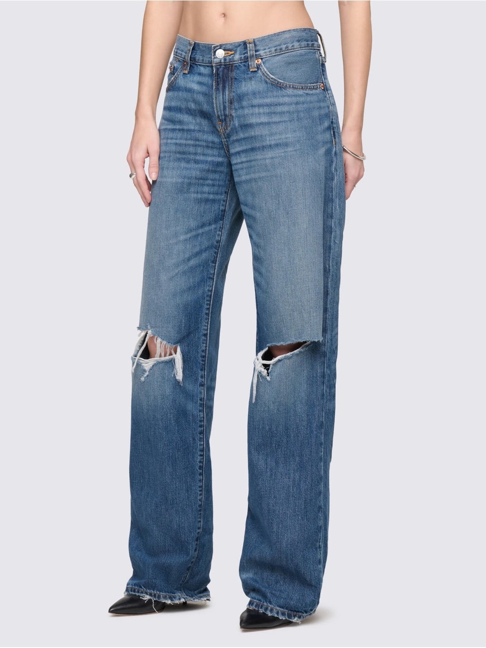 Women's Re/Done High-Rise Distressed Straight-Leg Jeans - Blue
